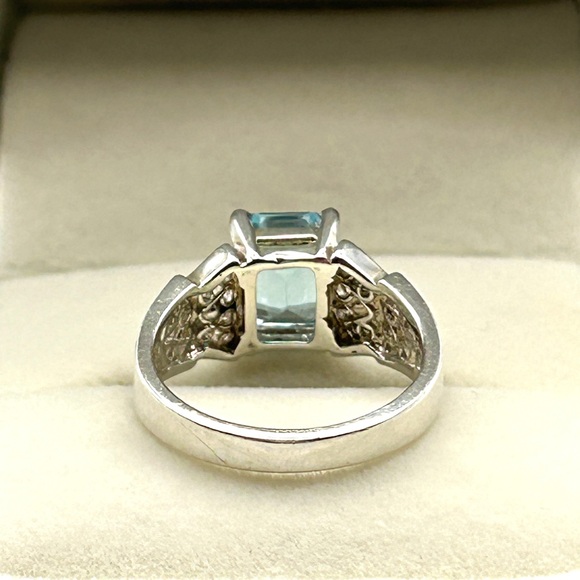 925 Sterling Silver Blue Topaz Ring Signed JED Size 5.5 - Picture 7 of 9